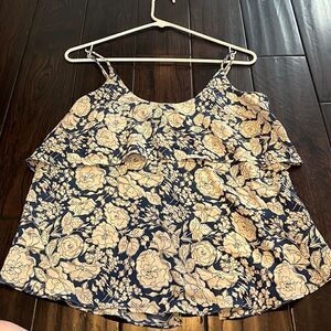 Rory Beca small floral silk top with slit in back